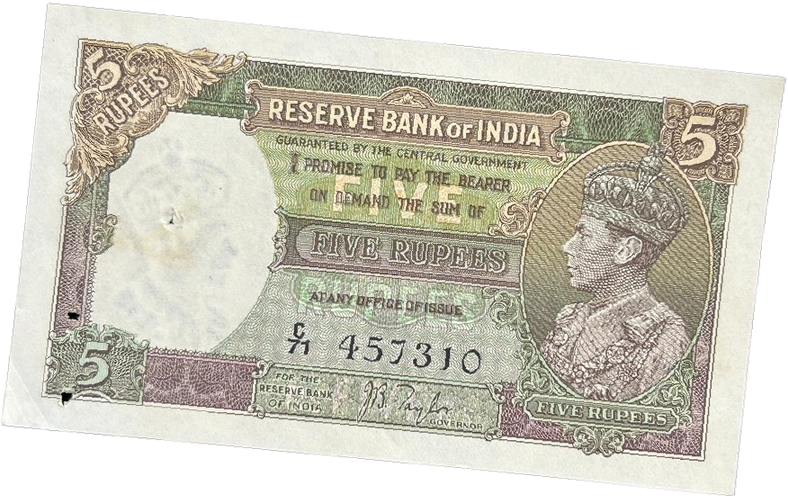 5 Rupees George VI 1937